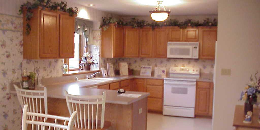 1980s hometrends, honey oak cabinets