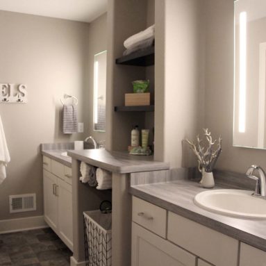 Upstairs bathroom of the Genevieve model home