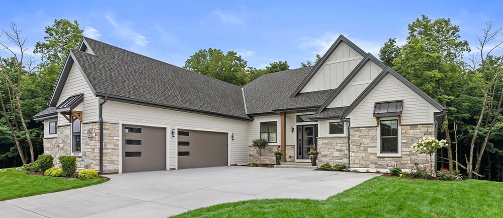 The Nora, model home exterior in Menomonee Falls