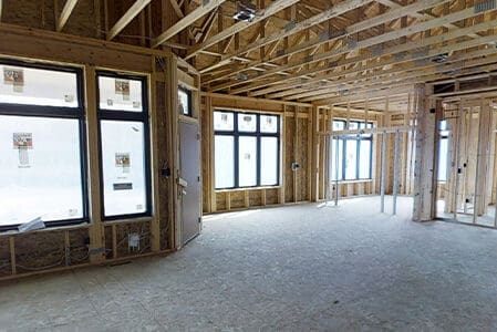 Mid-construction home build interior