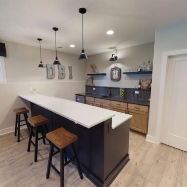 Lower level bar at Demlang Home Builder's model The Jenna at Stone Ridge of Merton