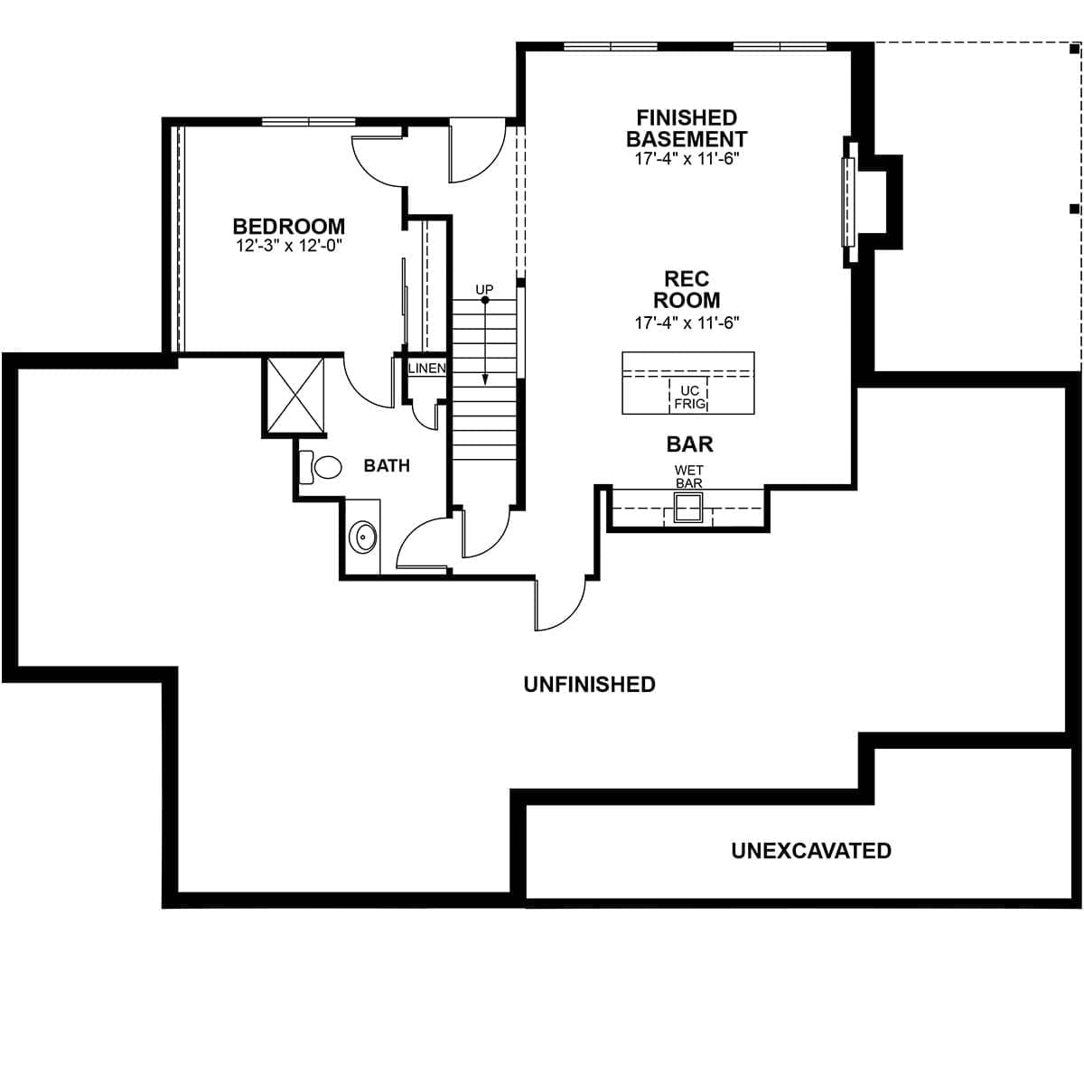 the-kenzie-lower-level Lower level floor plan for Demlang Home Builders model The Kenzie