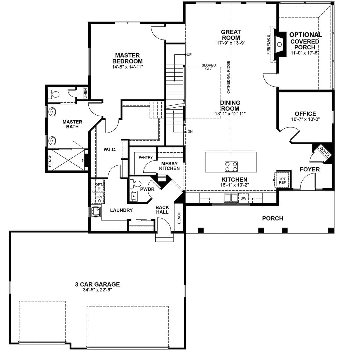 the-kenzie-main-level Main level floor plan for Demlang Home Builders model The Kenzie