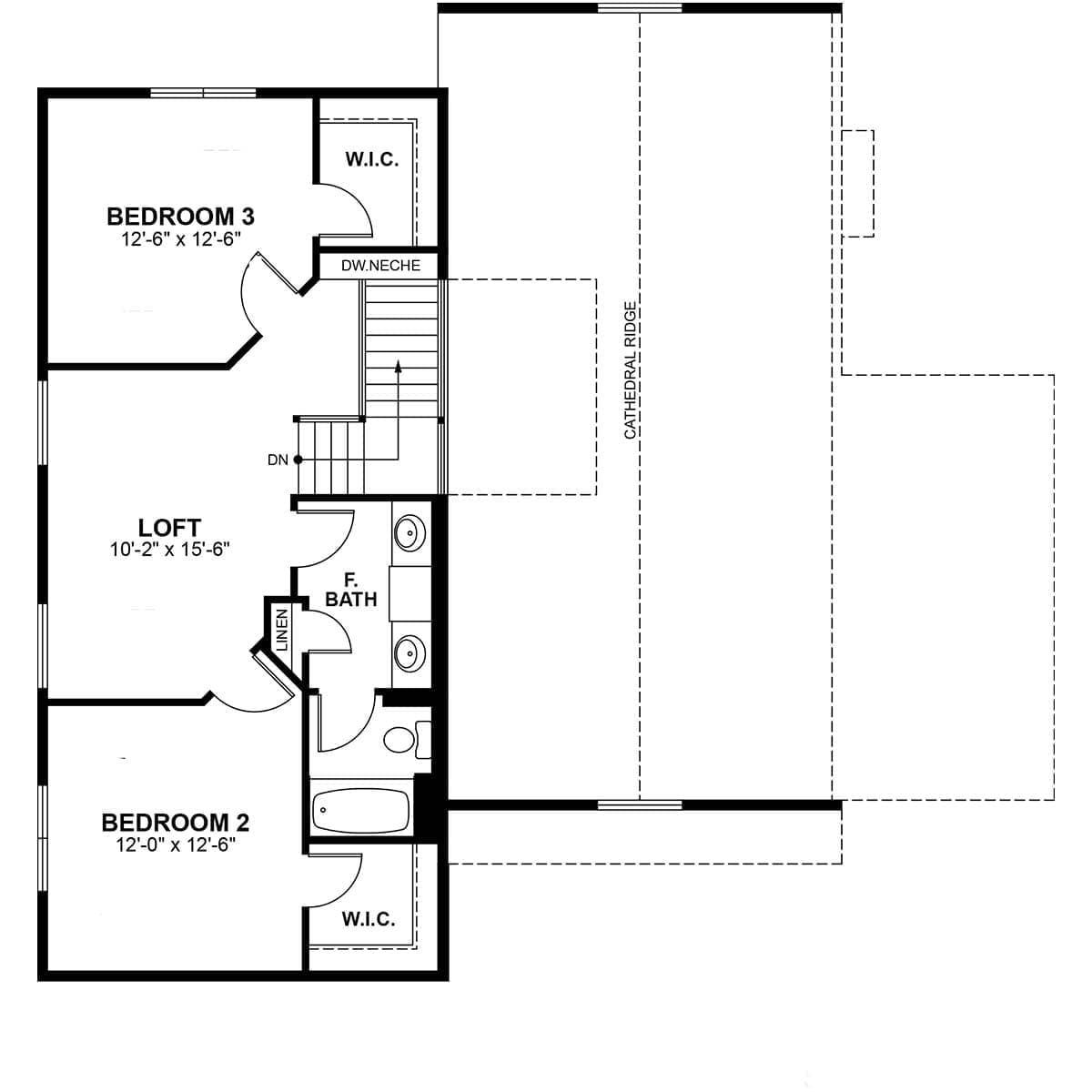 the-kenzie-second-floor Second-story floor plan for Demlang Home Builders model The Kenzie